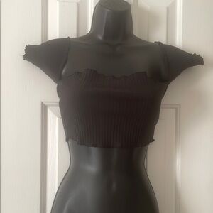 Silence + Noise Off-Shoulder Black Crop Top